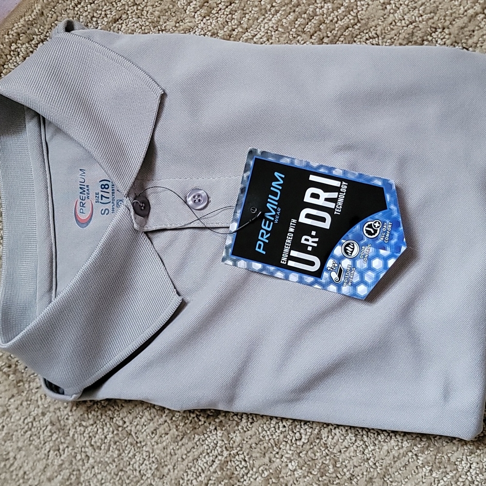 Youth size 7/8 grey short sleeve polo shirt